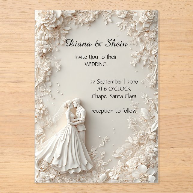Invitations En Acrylique 🌿 Conception de cérémonie de silhouette de cadre  (Recto)