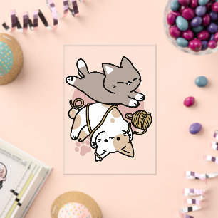Invitations En Acrylique Conception de chats mignons et joueurs – Art de pa