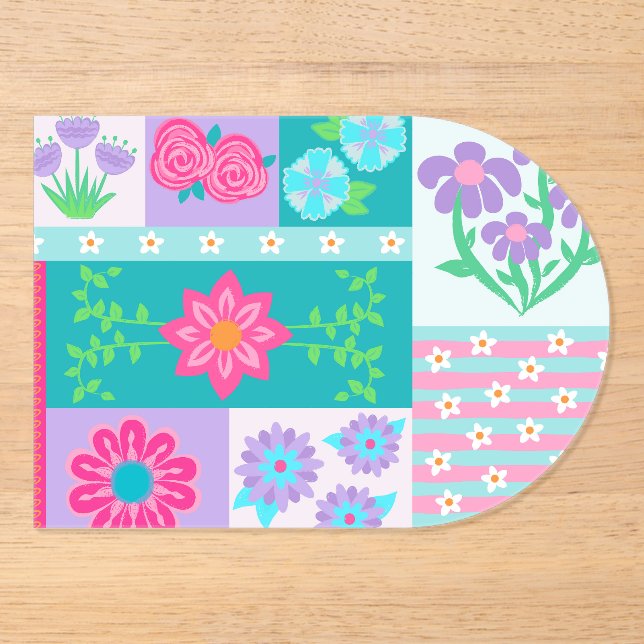 Invitations En Acrylique Conception de fleurs vibrantes en fleurs (Recto)