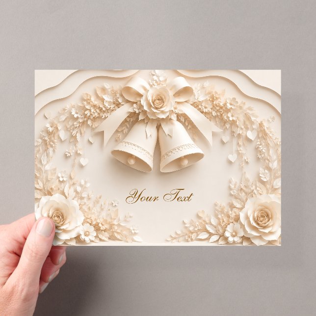 Invitations En Acrylique Conception de mariage élégante avec cloches et ros (In situ (ordinateur de poche))