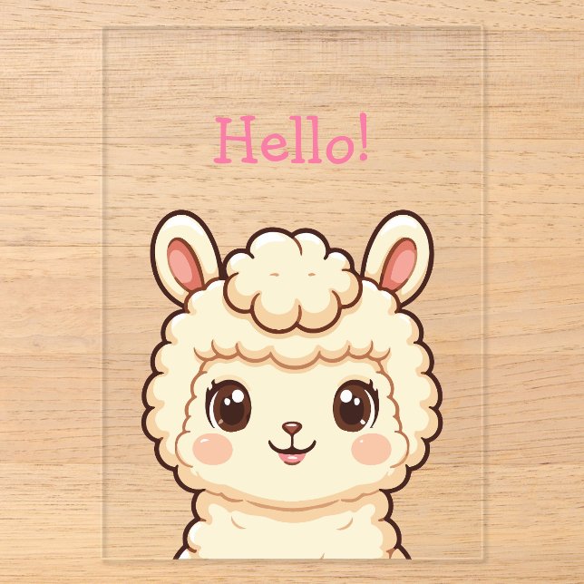 Invitations En Acrylique Conception d'illustration de lama mignon (Recto)