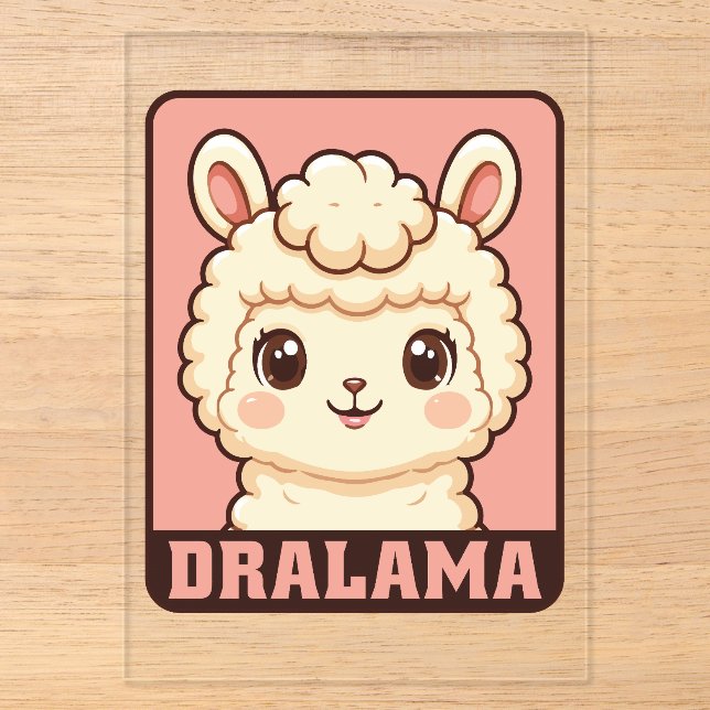 Invitations En Acrylique Conception d'illustration de lama mignon (Recto)