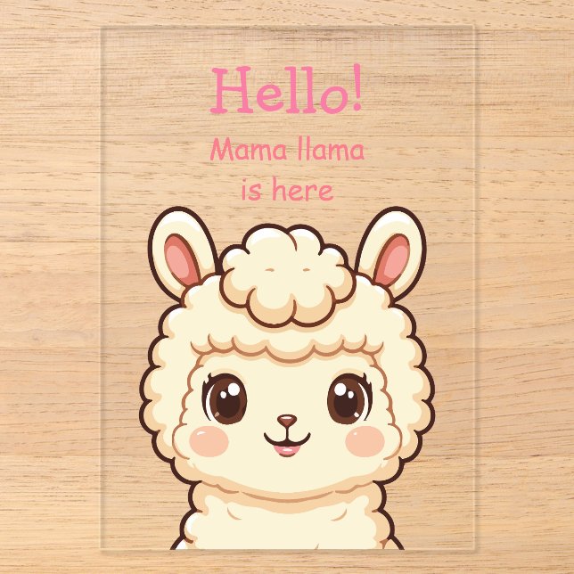 Invitations En Acrylique Conception d'illustration de lama mignon (Recto)