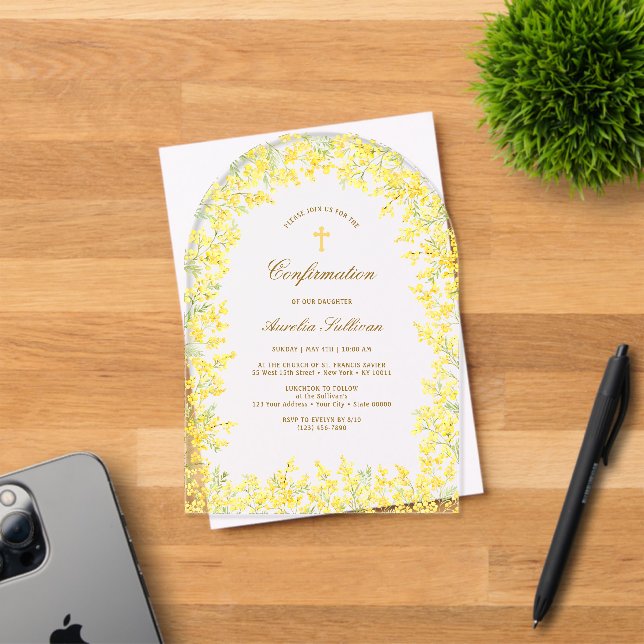 Invitations En Acrylique Confirmation Arche Mimosa (Insitu (Carte d'invitation))