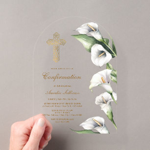 Invitations En Acrylique Confirmation d'arche de lys calla
