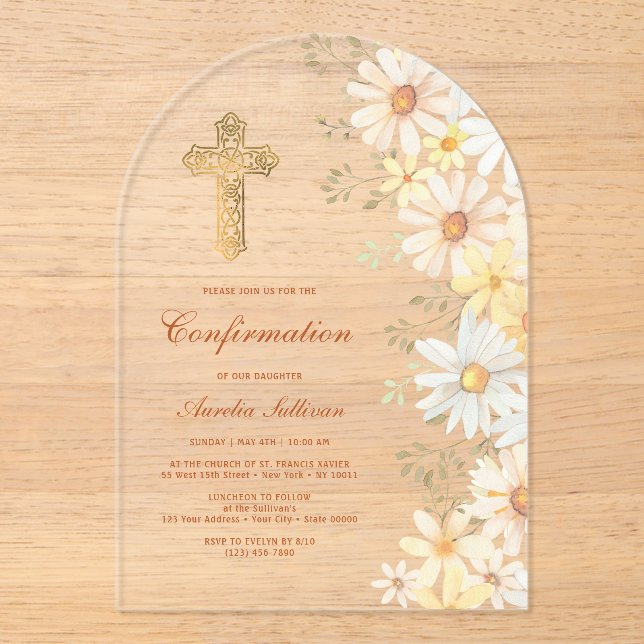 Invitations En Acrylique Confirmation de l'arc de marais (Recto)