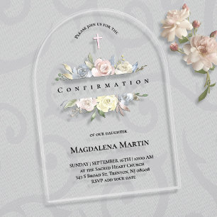 Invitations En Acrylique confirmation du cadre floral