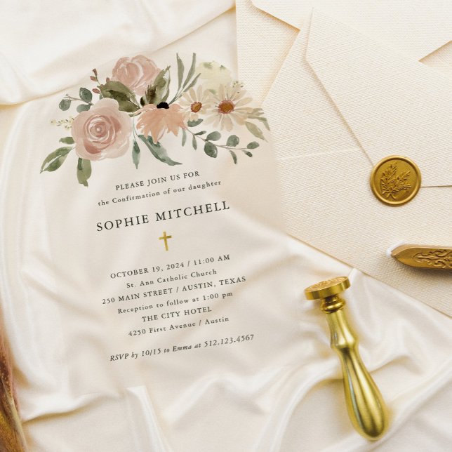 Invitations En Acrylique Confirmation simple d'aquarelle neutre Boho (Créateur téléchargé)