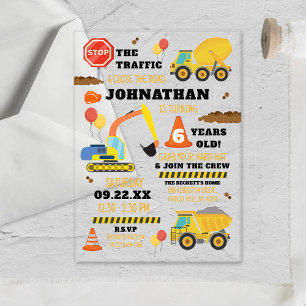 Invitations En Acrylique Construction 6e anniversaire