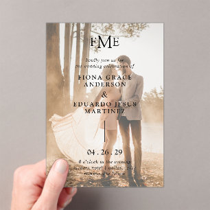 Invitations En Acrylique Contemporain Bold Monogramme Photo Mariage moderne