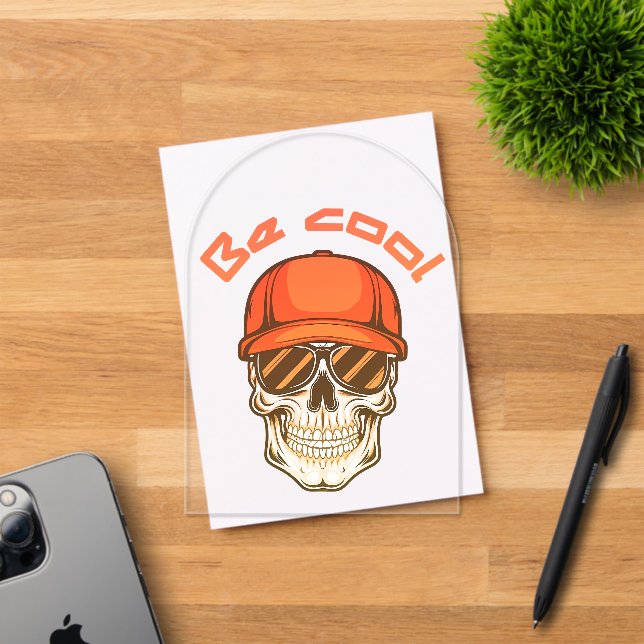 Invitations En Acrylique Cool Skull with Cap and Sunglasses (Insitu (Carte d'invitation))