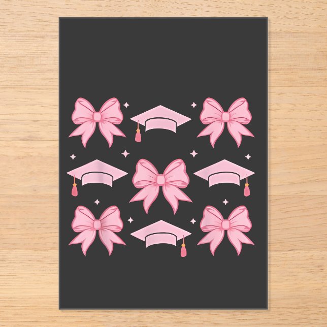 Invitations En Acrylique Coquette Bow Graduation Palette rose 2025 (Recto)