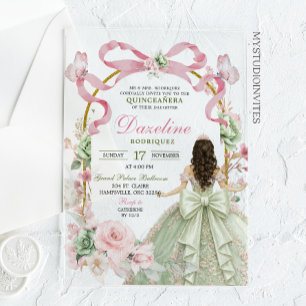 Invitations En Acrylique Coquette Papillon Quinceañera à l'Arc de Sauge Ros