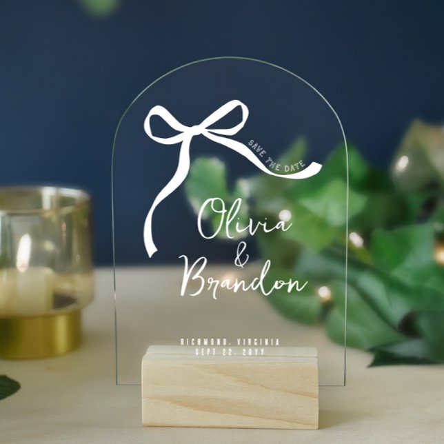 Invitations En Acrylique Coquette whimsical main dessiné arc enregistrer la (Créateur téléchargé)