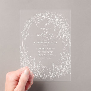 Invitations En Acrylique Coquette Woodland Garden Floral Mariage