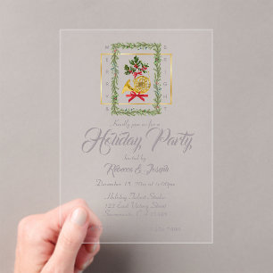 Invitations En Acrylique Corne française de Noël élégante Taupe