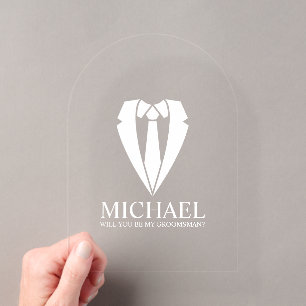 Invitations En Acrylique Costume de Mariage Personnalisé Proposition Garçon