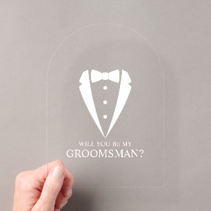 Invitations En Acrylique Costume de Smoking de Mariage Proposition de Garço