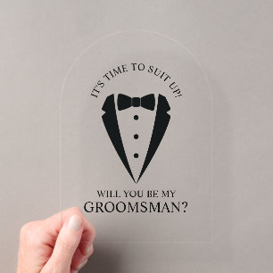 Invitations En Acrylique Costume de smoking noir pour mariage Proposition d