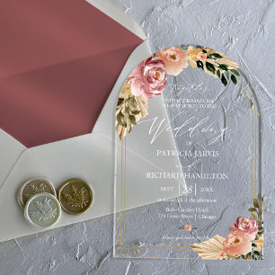 Invitations En Acrylique Couleurs Neutres Chic Mariage Floral Bohème