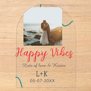 Invitations En Acrylique Couple de vacances nom de date de mariage vibes he