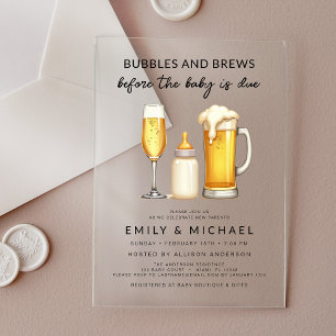 Invitations En Acrylique Couples Douche Bubbles & Brews avant que bébé soit