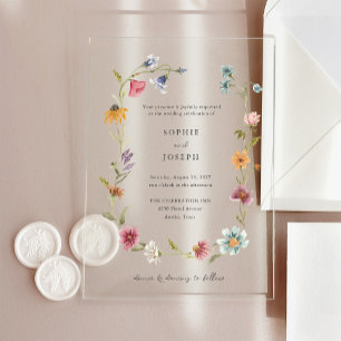 Invitations En Acrylique Courbe Fleur sauvage Boho Mariage