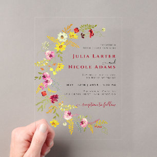 Invitations En Acrylique Couronne de fleurs d'orchidées sauvages rose viole