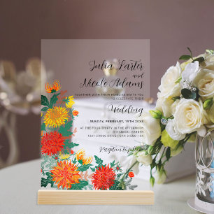 Invitations En Acrylique Couronne de fleurs sauvages de Dahlia de printemps