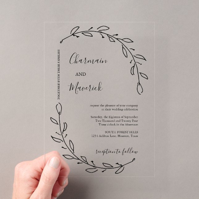 Invitations En Acrylique Couronne de Laurier Mariage (In situ (ordinateur de poche))