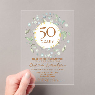 Invitations En Acrylique Couronne de laurier pour un 50e anniversaire de ma