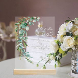 Invitations En Acrylique Couronne de mariage de feuille d'automne d'eucalyp