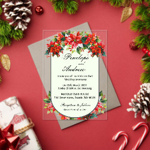 Invitations En Acrylique Couronne de Poinsettia des Andes pour mariage