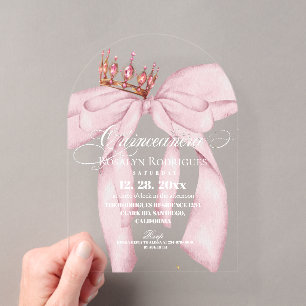 Invitations En Acrylique Couronne de princesse rose poudrée moderne pour Qu