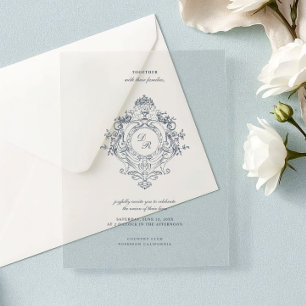 Invitations En Acrylique Couronne d'ornement baroque vintage mariage minima