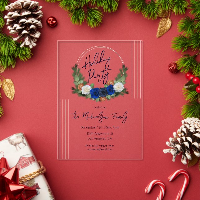 Invitations En Acrylique Couronne florale de minuit (Insitu (vacances))