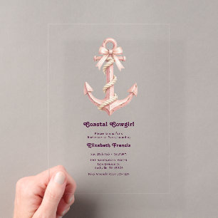 Invitations En Acrylique Cowgirl Côtière Rose Prépa Coquette Ancre