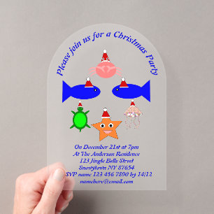 Invitations En Acrylique Créatures marines de Noël personnalisées