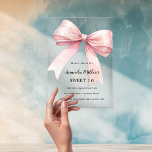 Invitations En Acrylique Crème arc rose élégant SWEET 16 clair<br><div class="desc">Un arrière - plan clair et transparent,  décoré d'un grand arc rose. Personnalisez et ajoutez un nom et des détails du parti.</div>