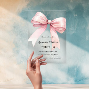 Invitations En Acrylique Crème arc rose élégant SWEET 16 clair