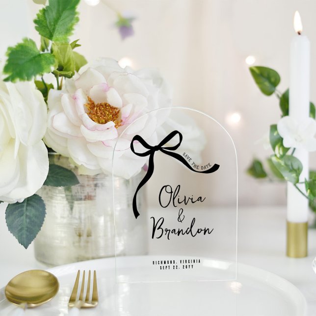 Invitations En Acrylique Crème et noir blanc dessiné main (Créateur téléchargé)