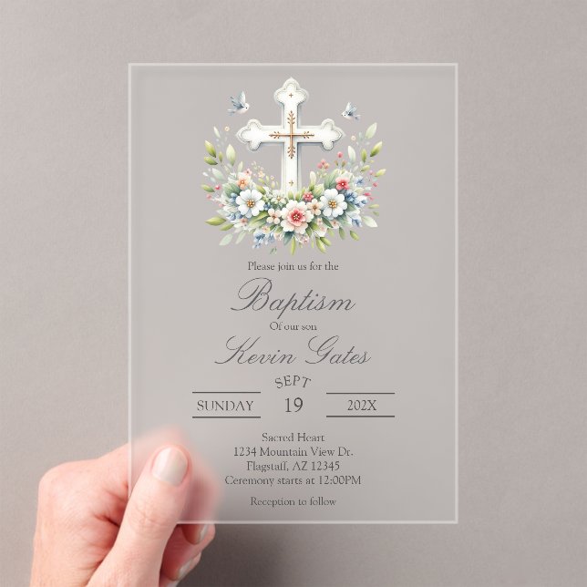Invitations En Acrylique Crucifix  baptismInvitation (In situ (ordinateur de poche))