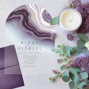 Invitations En Acrylique Crystal Agate Mariage Amethyst Arch ID825