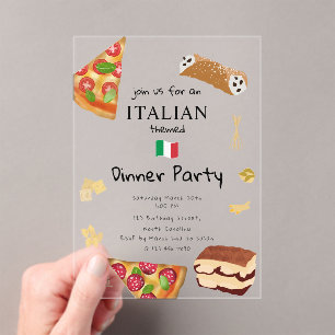 Invitations En Acrylique Cuisine italienne Pizza & Pâtes Anniversaire Thème