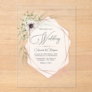Invitations En Acrylique Cuivre Élégance Rustique Géométrique Mariage Acryl