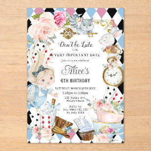 Invitations En Acrylique Cute Alice au pays des merveilles Anniversaire Tea