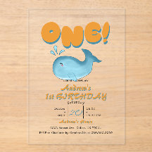 Cute Baby Blue Whale 1st Birthday