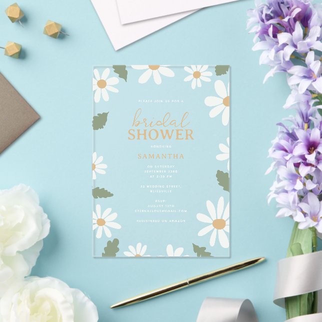Invitations En Acrylique Cute Daisy Flower Bridal Shower (Insitu (Mariage))