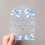 Invitations En Acrylique Cute Girly Coquette Bow Sweet 16 Birthday Blue<br><div class="desc">Celebrate in Style with Girly Coquette Bow Sweet 16 Invitation. Make your Sweet 16 party unforgettable with the Girly Coquette Bow invitation. Customize with your party details for a chic and elegant touch.</div>