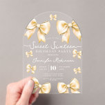 Invitations En Acrylique Cute Girly Coquette Bow Sweet 16 Birthday Gold<br><div class="desc">Celebrate in Style with Girly Coquette Bow Sweet 16 Invitation. Make your Sweet 16 party unforgettable with the Girly Coquette Bow invitation. Customize with your party details for a chic and elegant touch.</div>